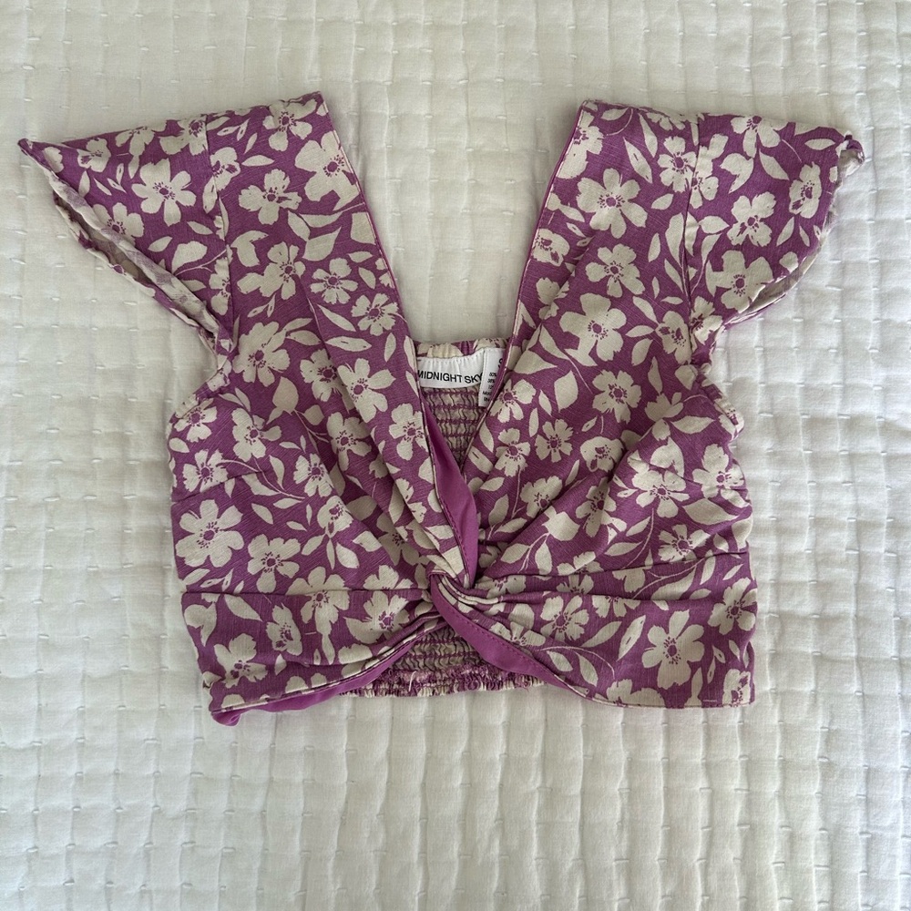 Floral Purple Crop Top